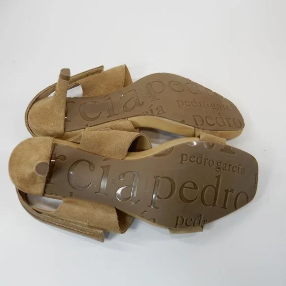 PEDRO GARCIA Celena Suede Slingback Sandals Size 37 7 Beige Heels NEW - Picture 9 of 12